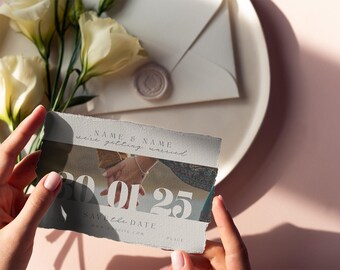 Minimalist Wedding Invitation Template, Wedding Invitation with Photo, Canva Template, INSTANT DOWNLOAD