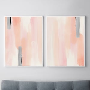 Bedroom Print Set, PRINTABLE Wall Art, Set of 2 Prints, Abstract Printable Art, Abstract Wall Art, Blush Pink, Gray Peach Art, Bedroom Print