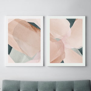 Satz von 2 Drucke, druckbare Wandkunst, Neutral Print Set, Schlafzimmer Druck Set, zwei Drucke, neutrale Wandkunst, druckbare Kunst, grüne Wanddruck