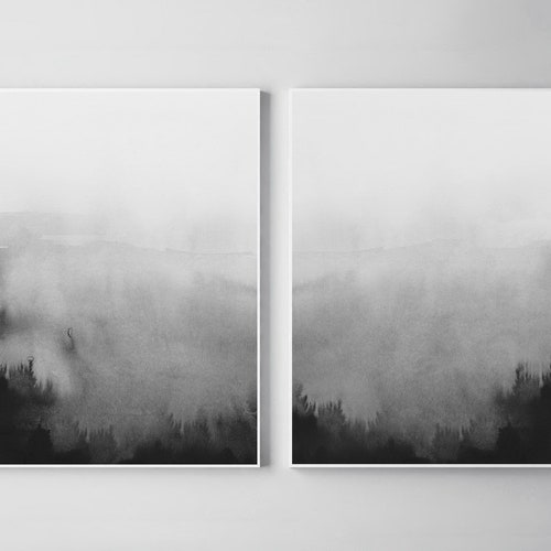 Set of 2 Prints Printable Abstract Art Black and White Art | Etsy