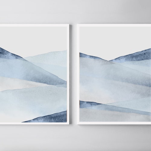 Blue Bedroom Wall Art PRINTABLE Wall Art Set of 2 Prints Etsy