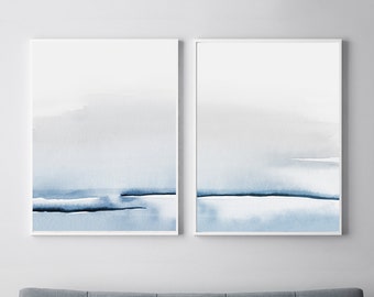 Bedroom Print Set, PRINTABLE Wall Art, Set of 2 Prints, Blue Grey Prints, Abstract Wall Art, Printable Abstract Art, Bedroom Wall Art, Art