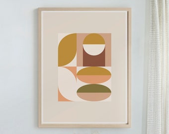 PRINTED Wall Art, Mid Century Modern Wall Art, Office Wall Art, Printed Art, Geometric Wall Art, Abstract Geometric Art, Modern Art Print