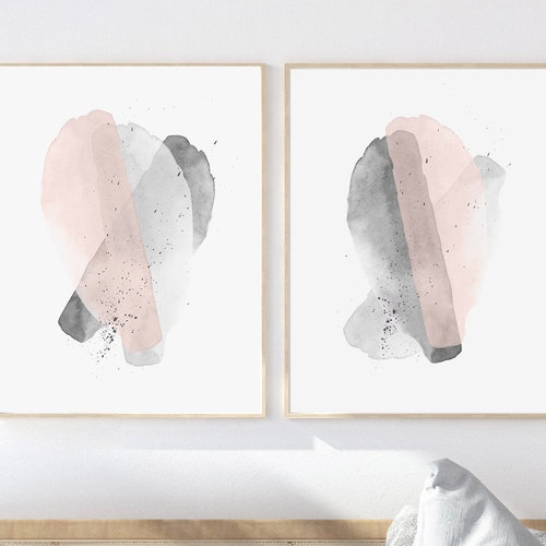 PRINTABLE Wall Art Pink Grey Wall Art Bedroom Print Set Set Etsy