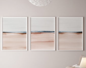 Set of 3 Prints, Bedroom Wall Art, Abstract Art, Printable Print Set, Three Prints, Rust and Blue Wall Art, Living Room Art, Set of Prints