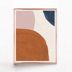 Mid Century Modern Wall Art, Printable Wall Art, Printable Art, Geometric Print, Geometric Wall Art, Minimal Art, Rust Pink Print, Simple image 2