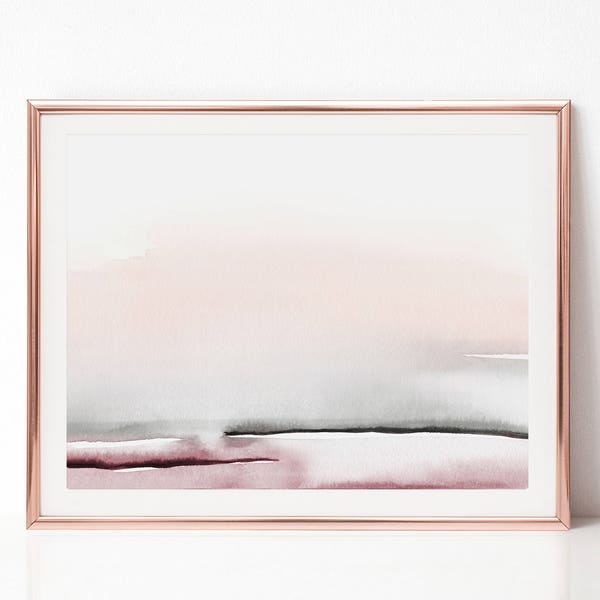 Printable Wall Art, Horizontal Wall Art, Abstract Printable Art, Minimal Art Print, Minimal Abstract Art, Simple Print, Blush Pink Print