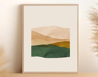 PRINTABLE Wall Art, Landscape Print Download, Earth Tone Wall Art, Printable Art, Minimal Wall Art, Modern Wall Art, Green Brown Wall Art