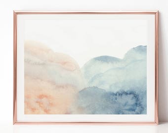 Aquarelle Art imprimable, Art abstrait mural, grand Art imprimable, Printable Art 24 x 36, impression de paysage, Art horizontale, impression de la chambre à coucher, imprimer