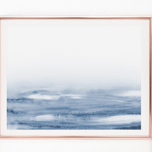 Horizontal Printable Art Blue Wall Art Blue Abstract Art Etsy