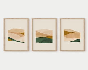 3 Piece Wall Art, Printable Wall Art, Landscape Print Download, Earth Tones Wall Art, Printable Art, Living Room Wall Art, Modern Landscape