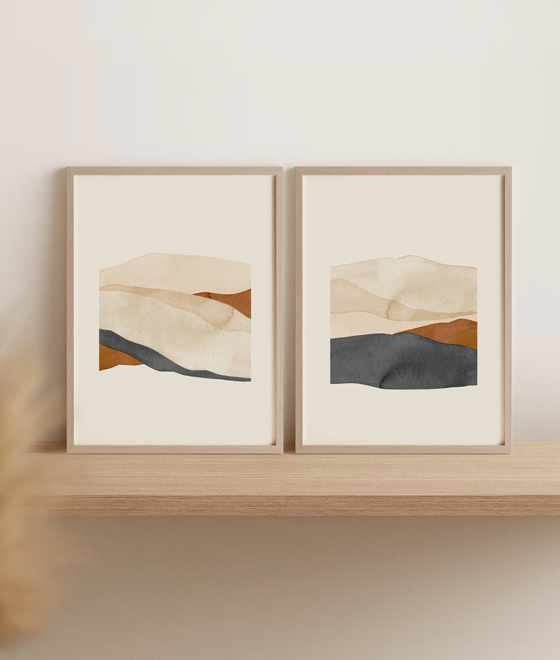 Printable Wall Art, Neutral Wall Art Set of 2, Beige Wall Art, Earth ...