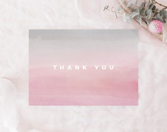 PRINTABLE Thank You Card, Pink and Gray Thank You Card, Watercolor Thank You Card, 3.5"x5" Folded Card, A1 Thank You Card, Modern, Simple