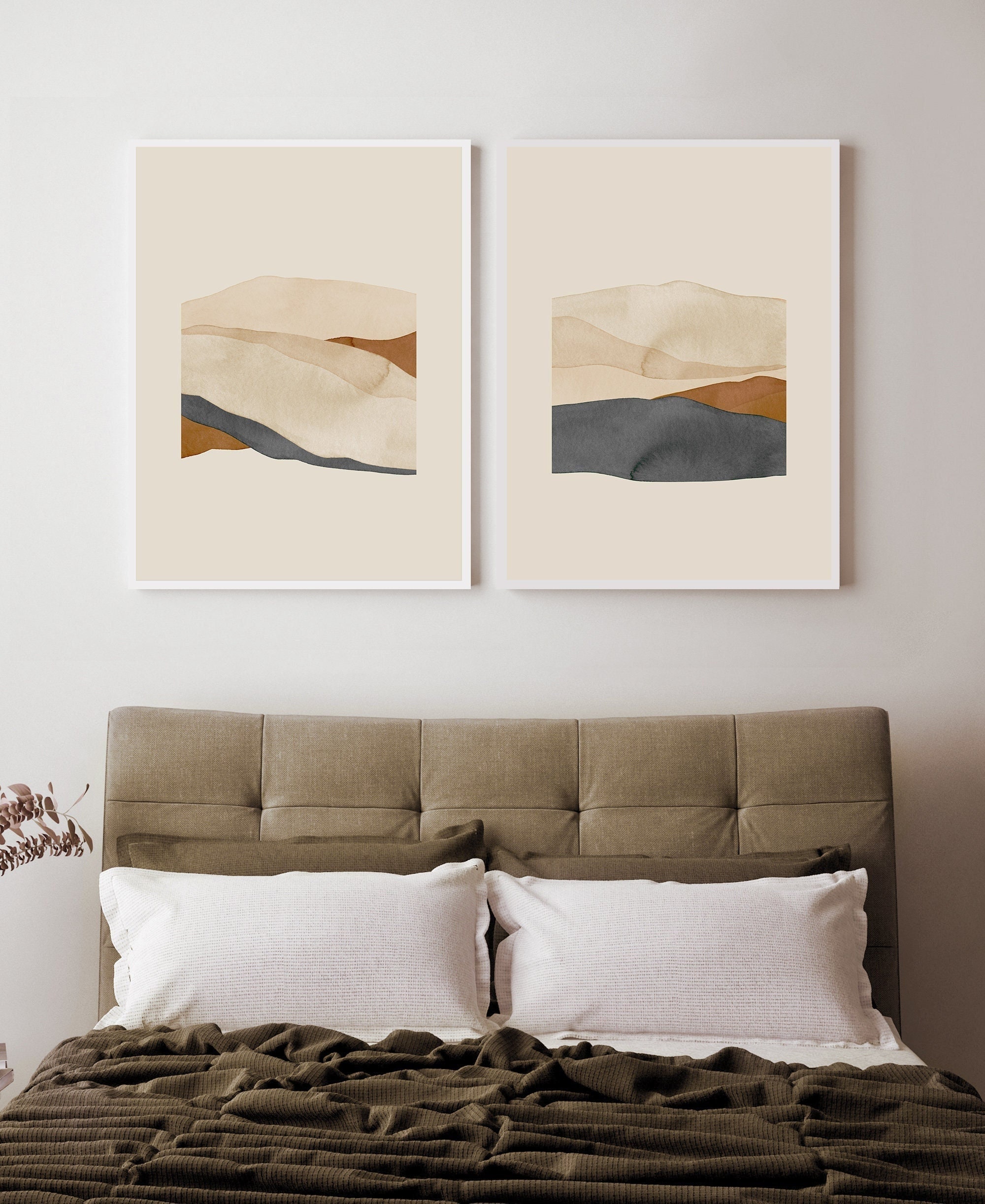 Printable Wall Art, Neutral Wall Art Set of 2, Beige Wall Art, Earth ...