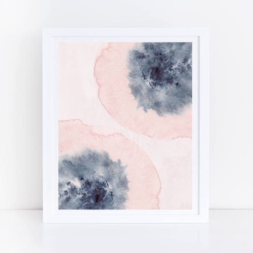 Horizontal Wall Art Printable Art Pink Blue Wall Art Blush Etsy