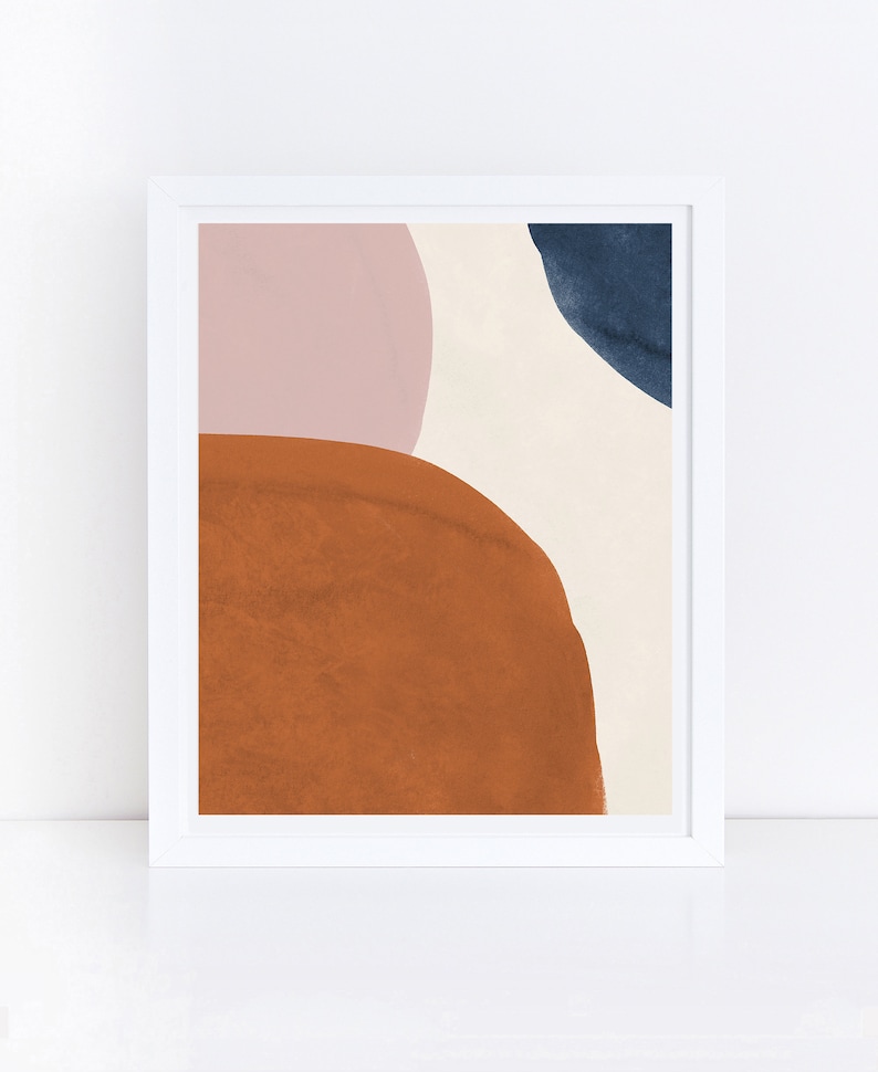 Mid Century Modern Wall Art, Printable Wall Art, Printable Art, Geometric Print, Geometric Wall Art, Minimal Art, Rust Pink Print, Simple image 1