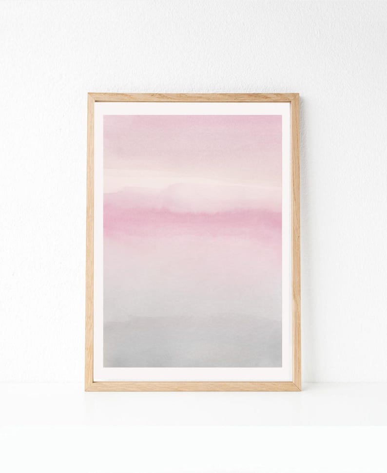 Watercolor Printable Art Blush Gray Wall Art Pink Grey Etsy