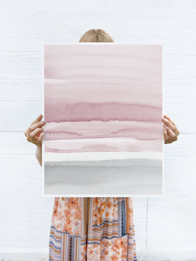 Blush Pink and Grey Abstract Art, Watercolor Printable Art, Watercolor Wall Art, Blush Prints, Pink Grey Wall Art, Bedroom Art, Abstract Art image 6