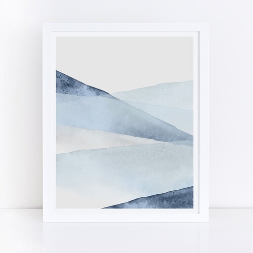 Watercolor Wall Art Blue and Gray Print Printable Art Etsy