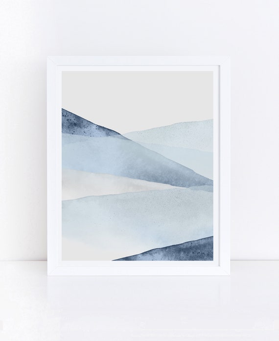 Blue Wall Art PRINTABLE Wall Print Blue Living Room Art | Etsy