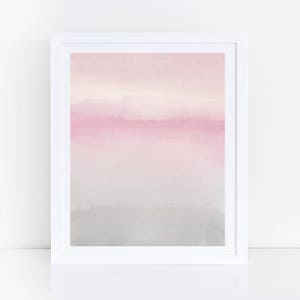 水彩画の印刷可能なアート、ブラッシュグレーのウォールアート、ピンクグレーの抽象アート、抽象アートプリント、ピンクの水彩画プリント、インスタントダウンロードアート