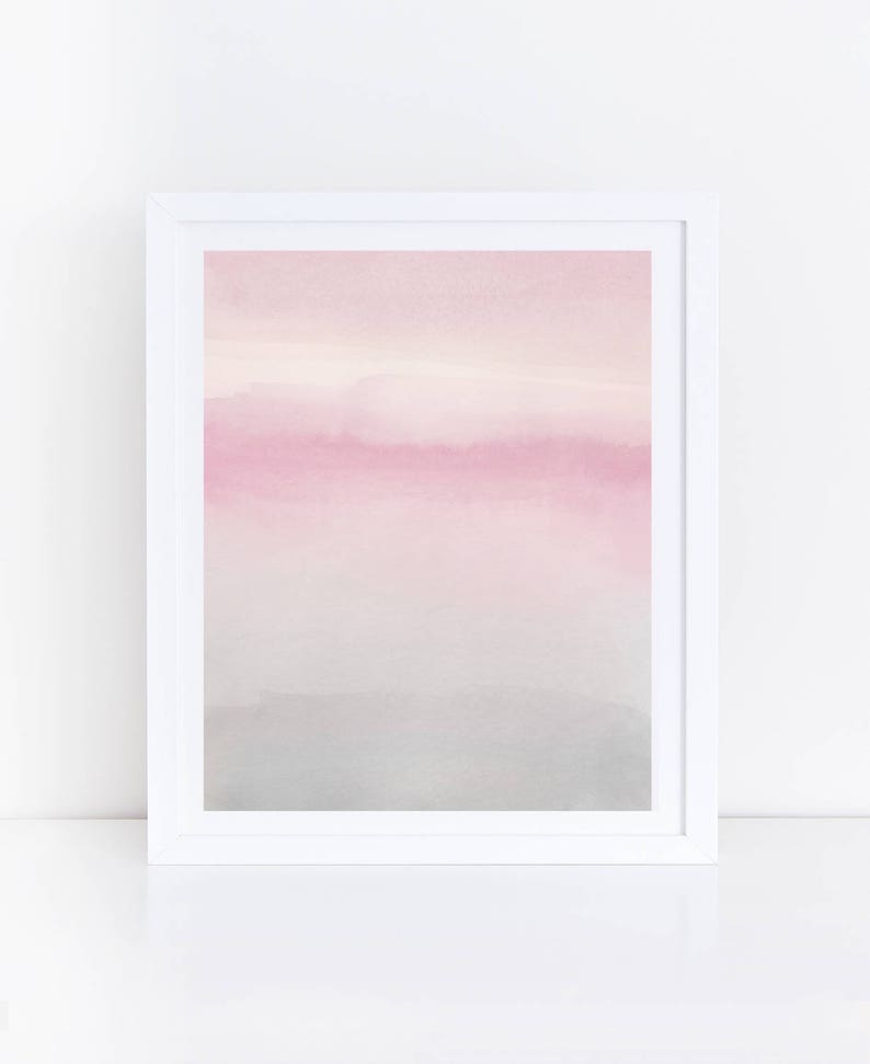 Watercolor Printable Art, Blush Gray Wall Art, Pink Grey Abstract Art, Abstract Art Print, Pink Watercolor Print, Instant Download Art image 1