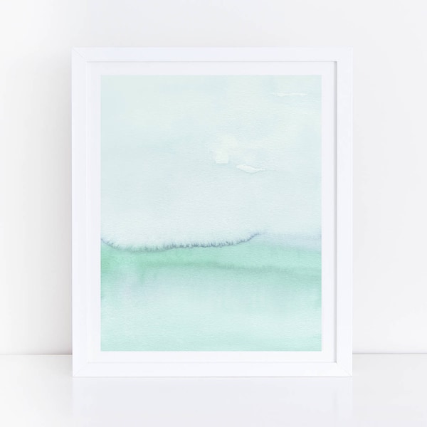 Pastel Art, Mint Green Wall Art, Mint Green Art, Watercolor Art, Light Green Abstract Art, Seafoam Green, Pastel Abstract Art, Printable Art