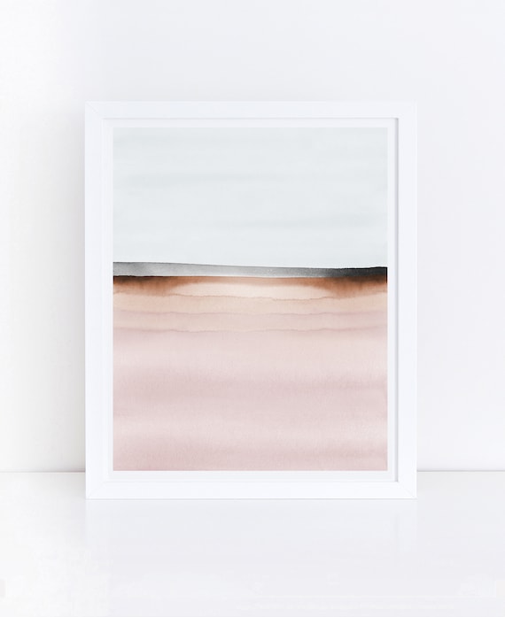 PRINTABLE Bedroom Art, Blush Pink Print, Watercolor Printable, Blush Pink and Grey Art, Simple Print, Pink Wall Art, Spring Decor, Simple