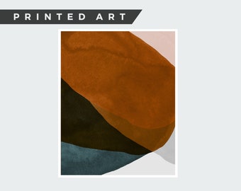 Abstract Wall Art, GICLEE Print, Wall Art, Abstract Wall Print, Rust Teal Blush Art, Mid Century Modern Art, Giclee Watercolor Art, Simple