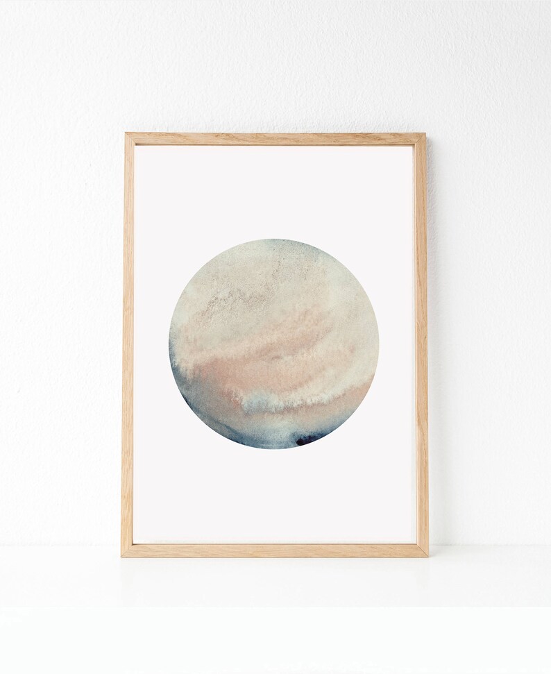 Watercolor Planet, Planet Wall Art, Printable Watercolor Art, Neutral Wall Decor, Neutral Art Print, Watercolor Art, Last Minute Gift image 3