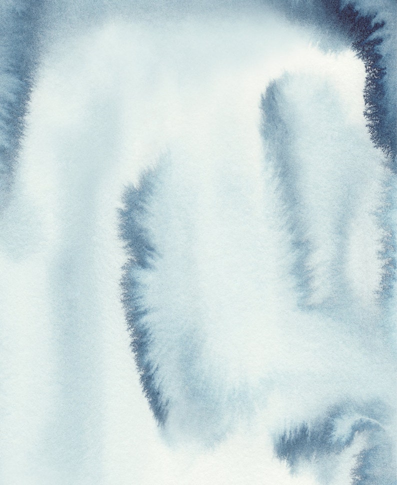 May include: Abstract watercolour background in shades of blue. The background has a soft, faded look with a light blue centre and darker blue edges.
