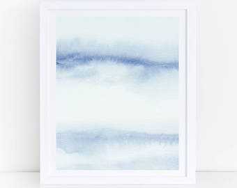 Blue Print aquarelle, aquarelle Art Print, Vertical, calmant Art, ciel abstrait, l’Art abstrait bleu, Digital Art, grand Art, bleu abstrait