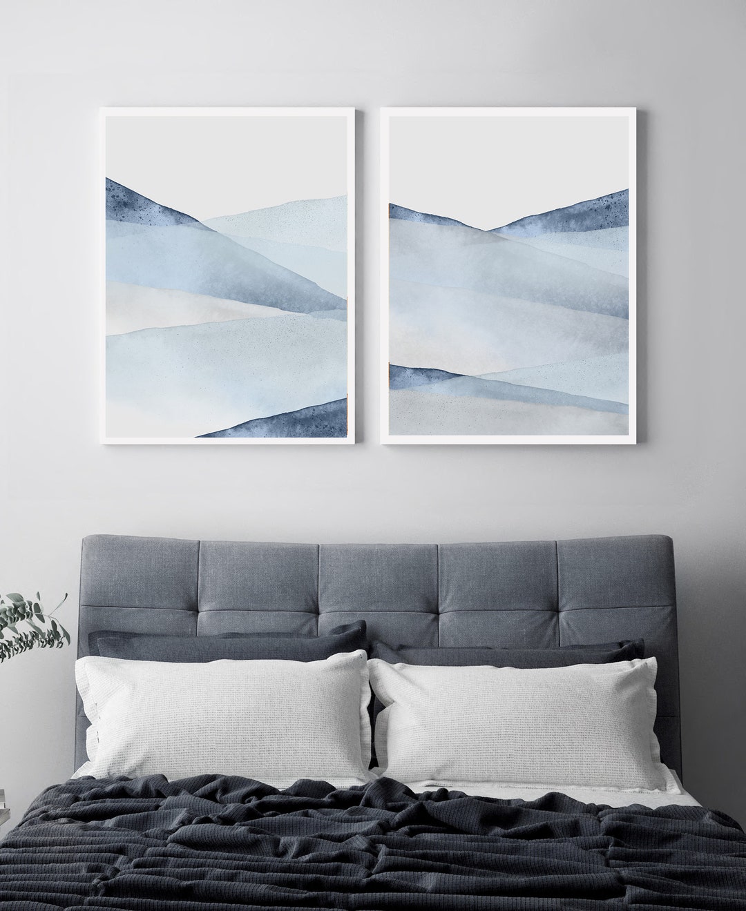 Blue Bedroom Wall Art PRINTABLE Wall Art Set of 2 Prints - Etsy