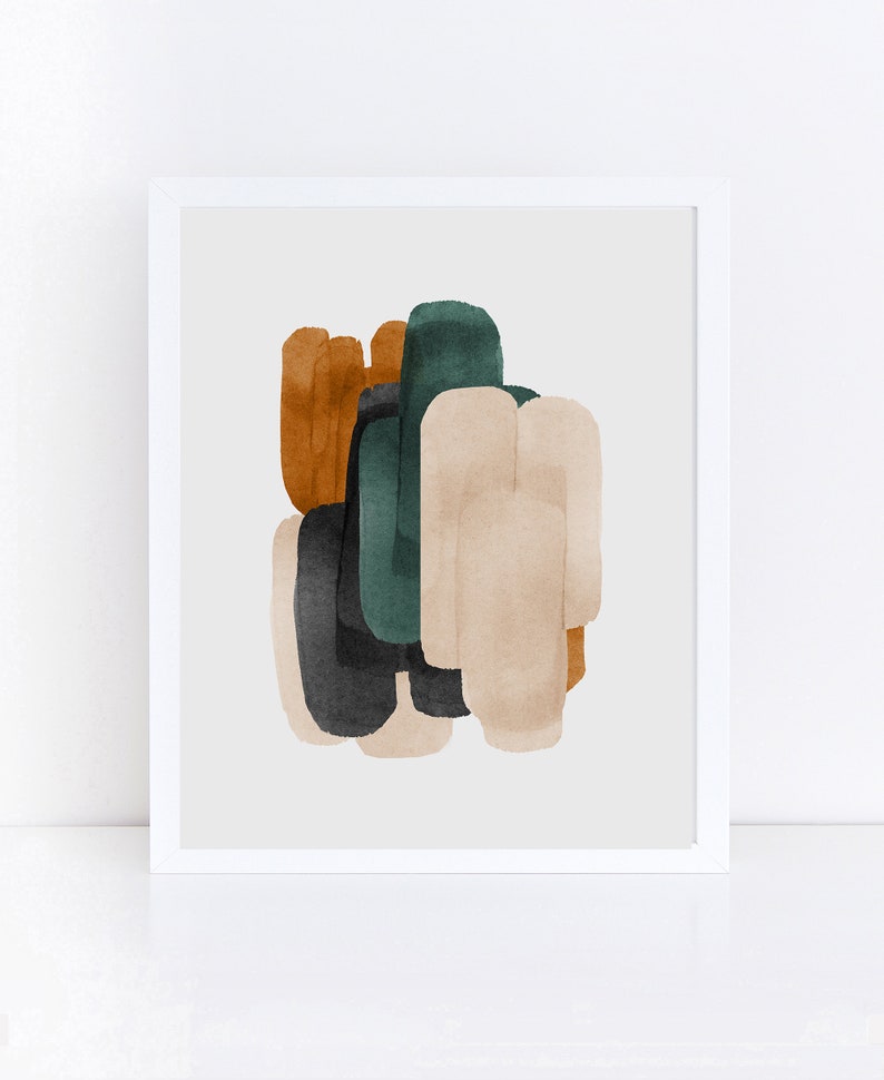 Set of 3 Prints, Living Room Wall Art, Abstract Art, Printable Print Set, Three Prints, Green and Rust Wall Art, Neutral Print Set, 24x36 image 4