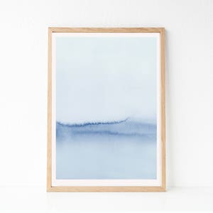 Blue Watercolor Print, Abstract Watercolor Print, Vertical Art, Calming Art, Minimal Print, Blue Abstract Art, Modern Print, Large Art, Blue image 2