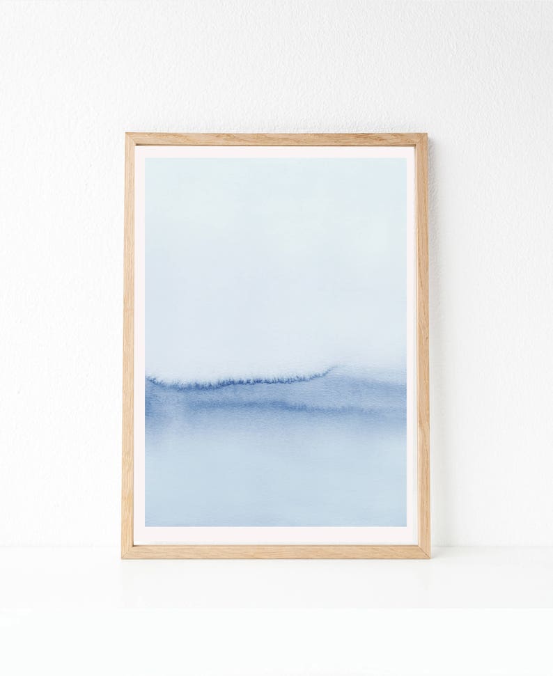 Blue Watercolor Print, Abstract Watercolor Print, Vertical Art, Calming Art, Minimal Print, Blue Abstract Art, Modern Print, Large Art, Blue image 2