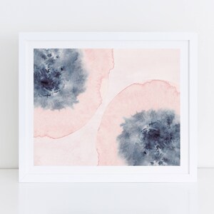 Horizontal Wall Art, Printable Art, Pink Blue Wall Art, Blush Pink Art, Watercolor Print, Watercolor Horizontal Art, Large Print, 24x36 Art image 2