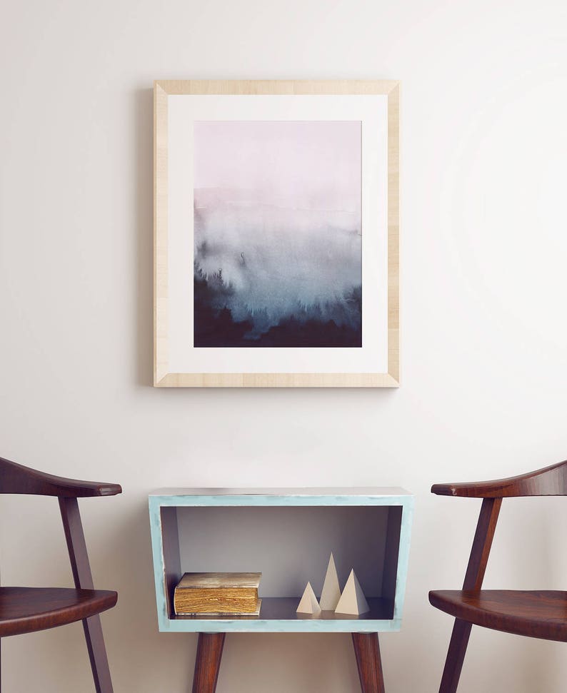 Pink Blue Abstract Art Blue Pink Watercolor Print Watercolor Etsy