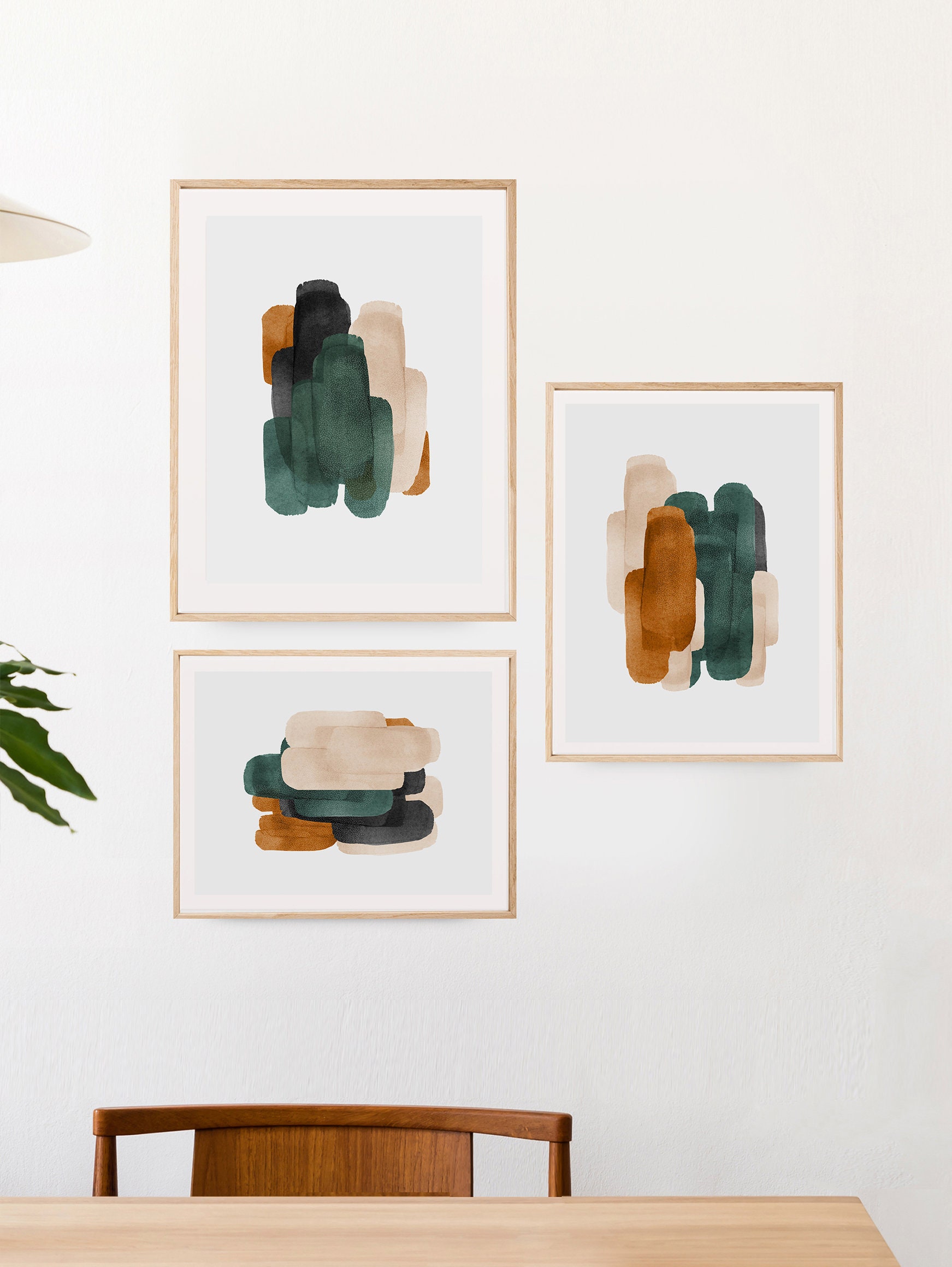 Set of 3 Prints, Living Room Wall Art, Abstract Art, Printable Print ...
