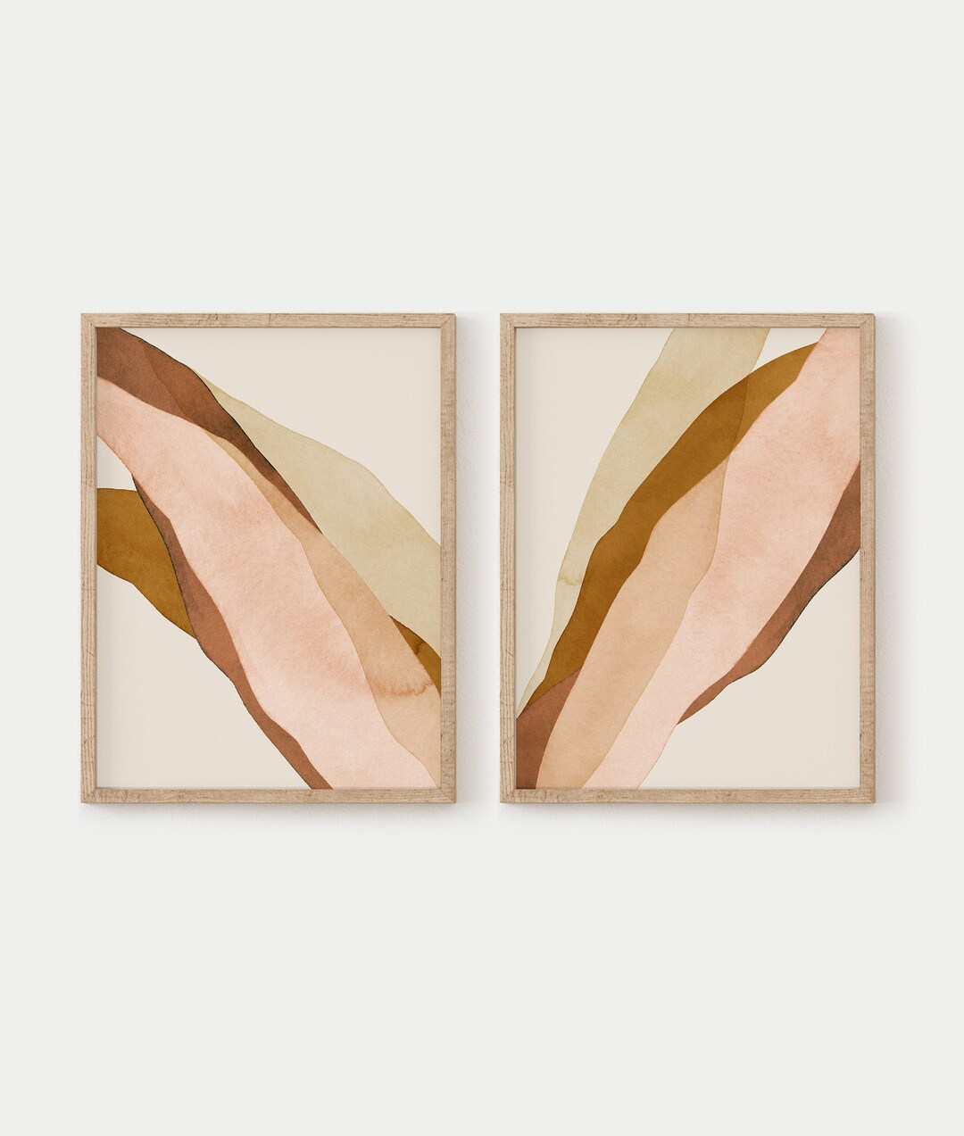 Set of 2 Printable Wall Art, Orange and Pink Wall Art, Watercolor Wall