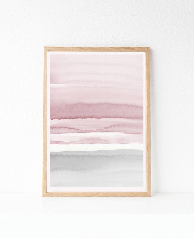 Blush Pink and Grey Abstract Art, Watercolor Printable Art, Watercolor Wall Art, Blush Prints, Pink Grey Wall Art, Bedroom Art, Abstract Art image 3