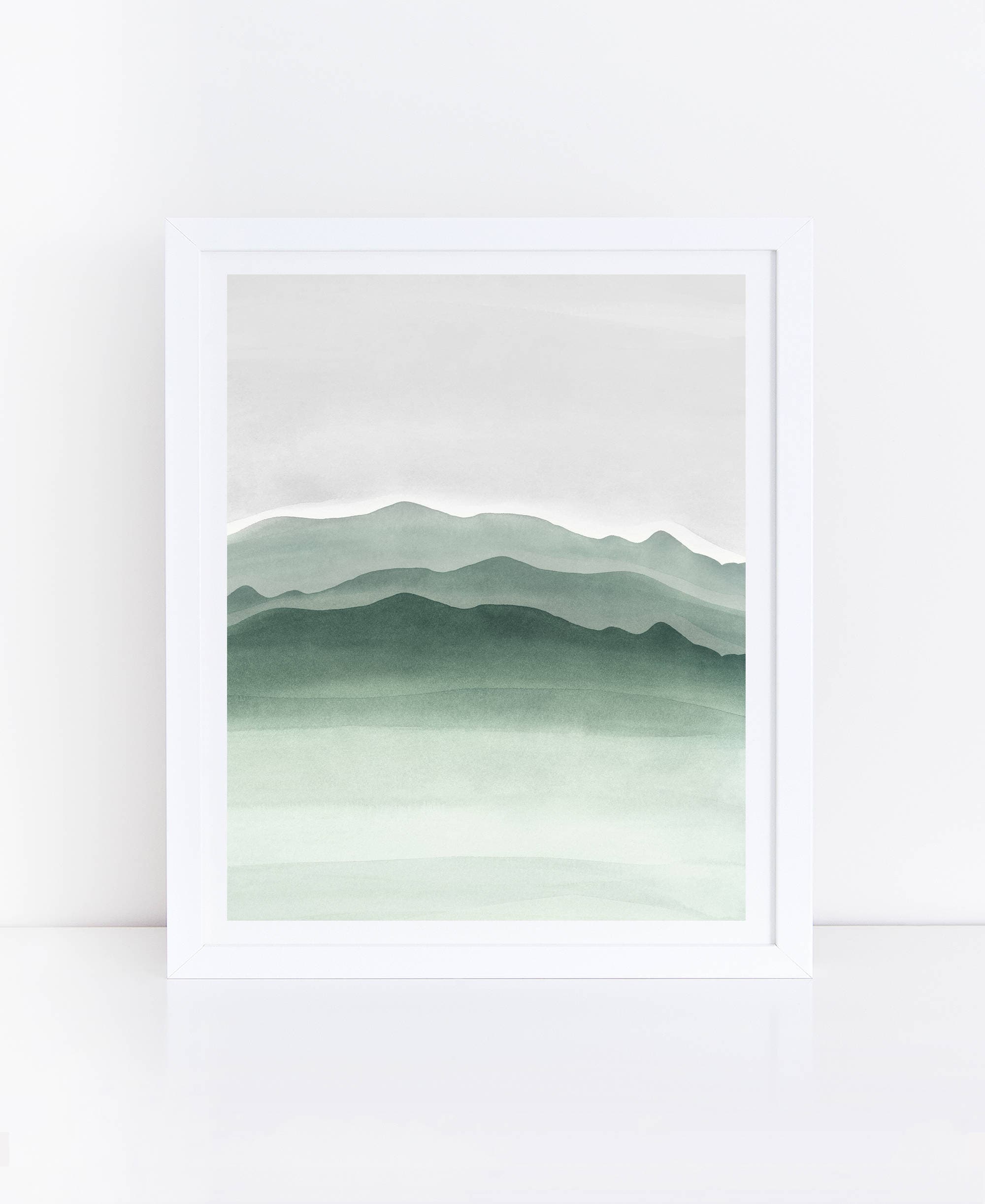 Sage Green And Gray Wall Art Printable Art Watercolor Print | Etsy