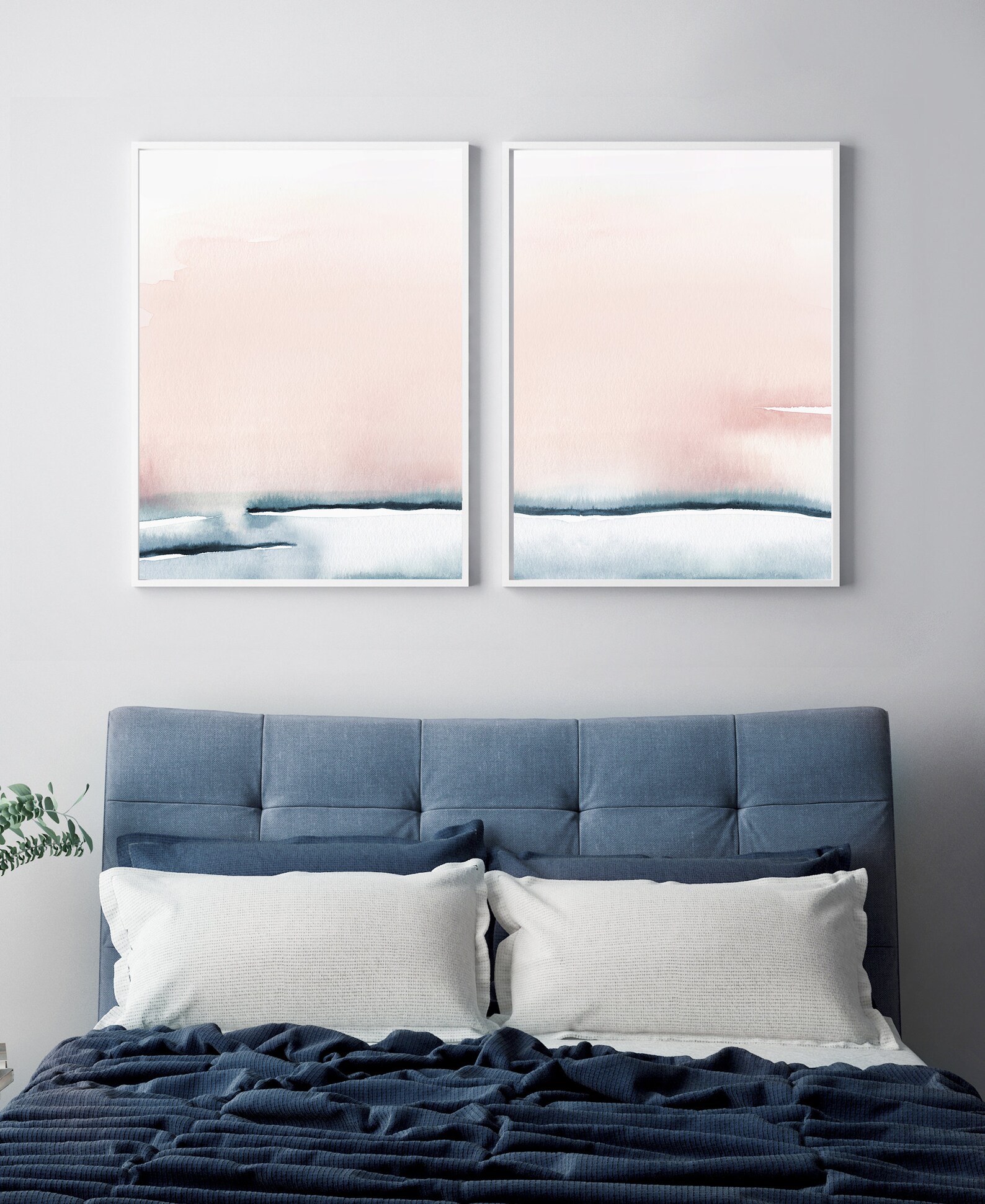 Blush Pink Prints, PRINTABLE Bedroom Prints, Set of 2 Prints, Pink and ...