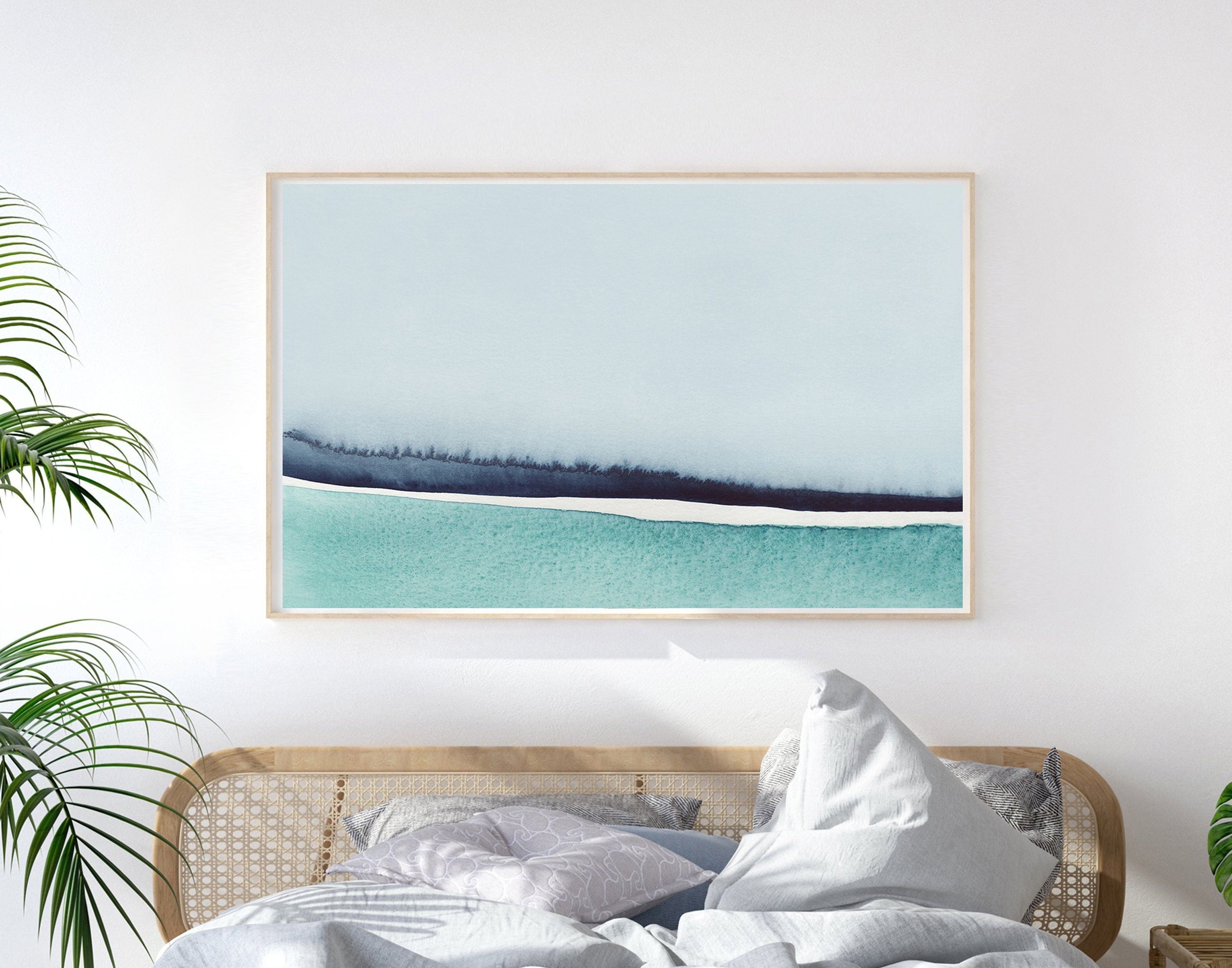 Horizontal Art Blue Green Art PRINTABLE Wall Art Bedroom - Etsy
