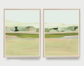 Set of 2 Wall Art, PRINTABLE Wall Art, Modern Artful Wall Art, Abstract Landscape, Bright Wall Art, Minimal Landscape, Living Room Art