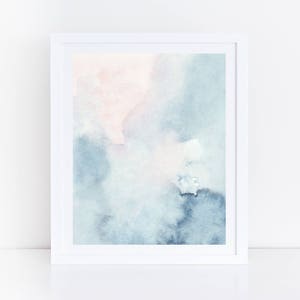 Printable Abstract Art, Watercolor Wall Art, Sky Print, Blue Watercolor Print, Blue Pink Abstract Art, Abstract Watercolor Art, Pastel Art