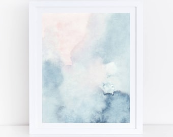 Druckbare abstrakte Kunst, Aquarell Wandkunst, Himmel Druck, Blaue Aquarell Druck, Blau Pink Abstrakte Kunst, Abstrakte Aquarell Kunst, Pastell Kunst