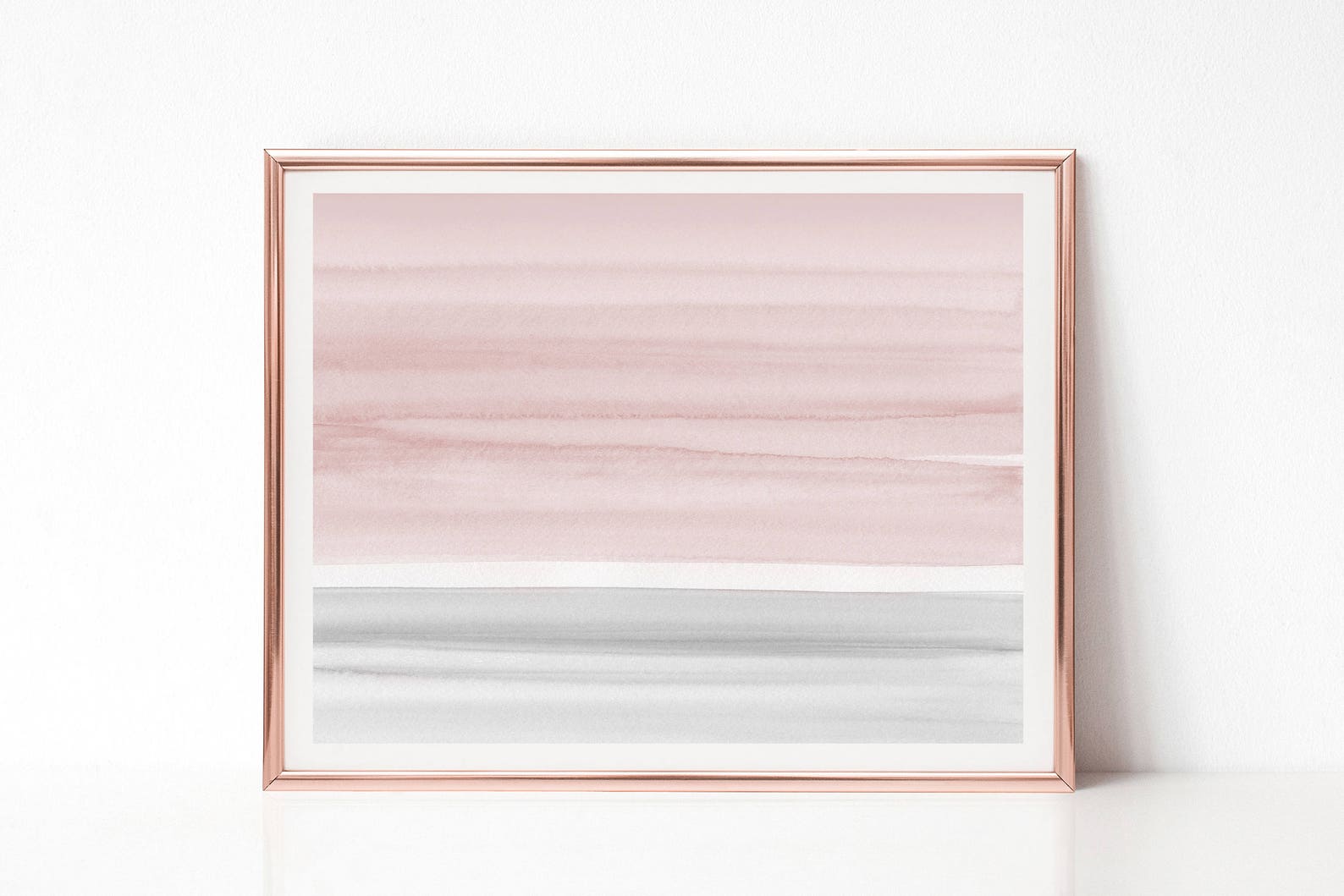 Blush Pink Wall Art Printable Watercolor Art Horizontal Wall Etsy