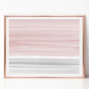Blush Pink Wall Art Printable Watercolor Art Horizontal Wall - Etsy