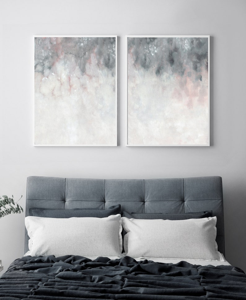 PRINTABLE Wall Art Pink Grey Wall Art Bedroom Print Set Set Etsy